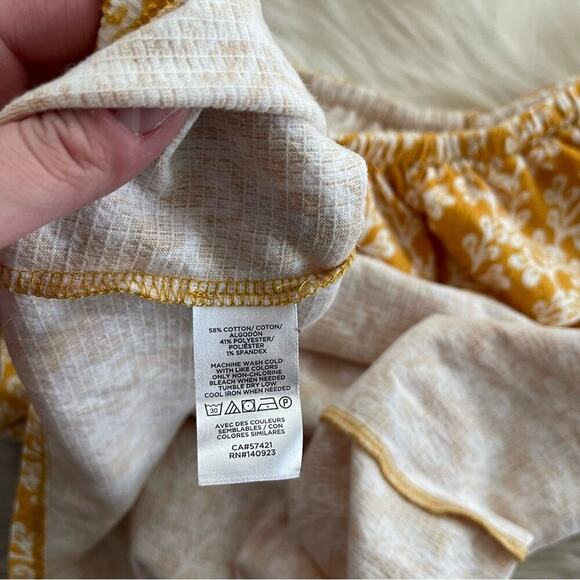 New LOFT Floral Crinkle Yellow Off Shoulder Ruffle Blouse M - Picture 8 of 8